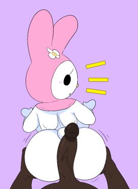 curved_to_the_right_penis dark-skinned_male dark_skin hello_kitty hello_kitty_(series) male my_melody onegai_my_melody penis sanrio savagensfw tagme white_body white_fur