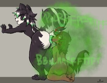 ambiguous_gender anthro anus ass balls big_ass big_butt canid canine disappointed eyewear face_in_ass fart fart_cloud fart_fetish fart_sniffing farting_in_mouth farting_on_another farting_on_face femboy fur fur_markings genitals glasses hair hi_res kissing_butt long_hair looking_at_another looking_at_partner looking_back looking_back_at_another looking_back_at_partner male male/male mammal markings mephitid mistletoe mistletoe_on_tail nose_to_anus onomatopoeia plant puffy_anus saggy_balls secretly_loves_it skunk skunk_tail smile sniffing sound_effects stinkgoat stinky_(stinky_the_skunk) striped_skunk submissive text