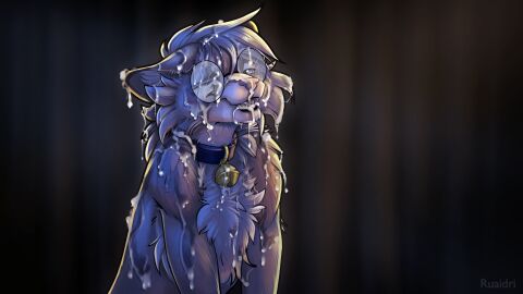 2024 anthro bell bell_collar biped bodily_fluids chest_tuft collar color cum cum_everywhere cum_in_mouth cum_inside cum_on_chest cum_on_face digital_media_(artwork) domestic_cat duplicate eyewear felid feline felis fur genital_fluids glasses grey_body grey_fur hair half-length_portrait hi_res male male_anthro mammal messy multicolored_body multicolored_fur nixuelle one_eye_closed portrait round_glasses ruaidri solo tuft white_body white_fur white_hair