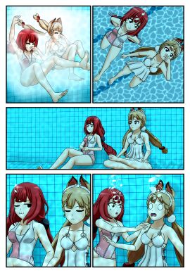 2girls alice_thymefield bikini_girl bikini_swimsuit breath_holding comic commission female peril ukinami_yuzuha underwater underwater_peril uwdennis zenless_zone_zero