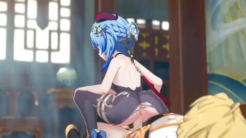 1boy 1girls 2025 aether_(genshin_impact) ass blue_hair braid braided_hair female female_on_top ganyu_(genshin_impact) genshin_impact hook_001 hoyoverse loop looping_animation male male_on_bottom mihoyo no_sound on_top reverse_cowgirl_position sex shorter_than_10_seconds tagme tied_hair torn_clothes torn_pantyhose vagina vaginal_penetration vaginal_sex video