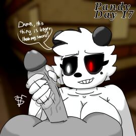 1boy 1girls 2d azatik big_breasts big_penis black_eyes breasts digital_drawing_(artwork) digital_media_(artwork) ears_up female fingering furry gray_body hand_on_penis handjob jerking jerking_off jerkingoff naked naked_female naked_male panda pandy_(piggy) penis piggy:_book_2 piggy_(game) player_(piggy) roblox roblox_game smile tagme tagme_(artist) text text_bubble white_fur white_hair