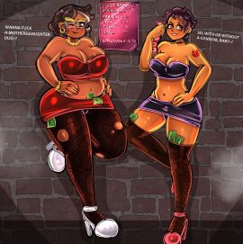 2girls big_breasts bitterbunz breasts busty camila_noceda cleavage condom condom_wrapper dialogue disney disney_channel earring english_text female female_only glasses high_heels huge_breasts large_breasts latina luz_noceda milf money mother mother_and_daughter multiple_females multiple_girls navel navel_piercing prostitution stockings strapless_top tattoo text the_owl_house the_owl_house_(finale) thick_thighs torn_stockings tube_skirt