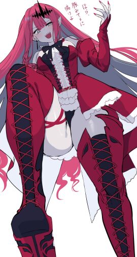 1girls baobhan_sith_(fate) fate/grand_order fate_(series) female femdom high_heels looking_at_viewer looking_down pink_hair rrrrbarb stepped_on stepping thick_thighs thighhighs thighs