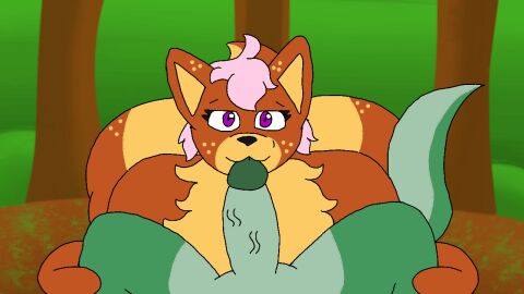 animated anthro ass big_butt daisy_(tomodachi_smash) deer fellatio female forest freckled_butt freckled_face freckles genitals huge_butt loop male male/female mammal oral penile penis plant purple_eyes reptile scalie sex tomodachi_smash_(artist) tree