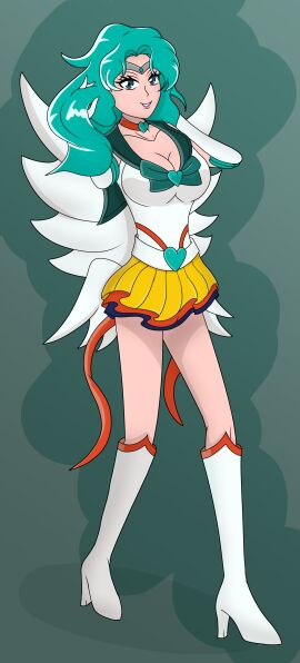 bishoujo_senshi_sailor_moon breasts cleavage clothing female high_heel_boots high_heels hy2300 large_breasts michiru_kaiou sailor_moon_(cosplay) sailor_neptune skirt tagme