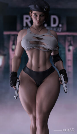 1girls 3d 3d_(artwork) abs ass beret big_ass big_breasts big_butt breasts breasts_out bubble_butt busty capcom casual cga3d clothing curvaceous curvy curvy_female curvy_figure erotichris exposed_breasts female female_human female_only firearm fit fit_female front_view game_poster handgun handwear headwear hourglass_figure huge_breasts human jill_valentine jill_valentine_(sasha_zotova) large_breasts legwear neckwear pale_skin patreon_username resident_evil resident_evil_3 resident_evil_3_remake s.t.a.r.s solo tactical_gear thick thick_ass thick_thighs thong torn_clothes torn_clothing torn_shirt twitter_username voluptuous voluptuous_female weapon wide_hips