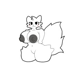 1girls 2d anthro anthro_female anthro_only artist_request big_breasts boykisser boykisser_(meme) breasts completely_nude female female_only girlkisser huge_breasts nipples nude nude_female silly_cat_(mauzymice) smile smug solo white_background