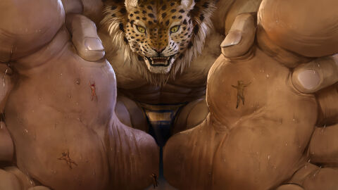 2024 animal_head barely_visible_genitalia bodily_fluids briefs briefs_only bulge clothed clothing extreme_size_difference feet felid fingers_between_toes flaccid foot_fetish foot_focus foot_grab for_a_head genitals group hi_res humanoid king_(tekken) male male_only mammal muscular muscular_humanoid muscular_male nude oddeyresproductions pantherine size_difference solo stepped_on stuck_to_foot sweat sweaty_feet tekken topless underwear underwear_only wrestler wrestling_briefs