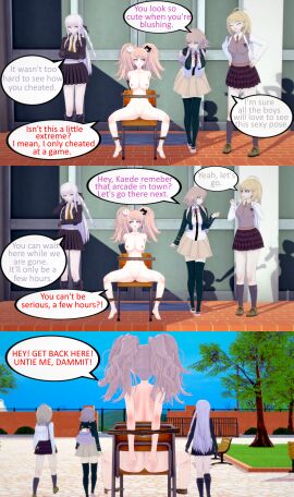 3d akamatsu_kaede ass black_socks bondage breasts danganronpa english_text female female_only junko_enoshima kirigiri_kyouko knee_socks kneehighs kneesocks koikatsu mary_janes nanami_chiaki nude only_one_naked public public_humiliation public_nudity pussy school shoes sitting socks socks_and_shoes spread_legs thigh_socks thighhighs tied_up ultimateenf