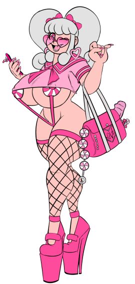 anal_beads ass big_ass big_breasts bimbo breasts dildo female fishnets high_heels kyrie_eleison platform_heels shu_(underfity) tagme underfity