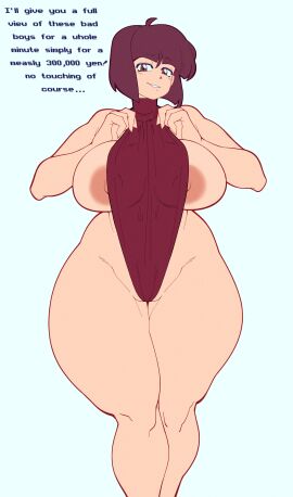 1girls absurd_res areolae bare_shoulders big_breasts bob_cut breasts brown_eyes brown_hair clothing curvy dialogue english_text eyebrows_visible_through_hair eyelashes female female_focus female_only hips huge_breasts human large_areolae large_breasts looking_at_viewer medium_hair nabiki_tendo nipple_bulge nipple_slip nipples nipples_visible_through_clothing one-piece_swimsuit parted_lips pinup ranma_1/2 revealing_clothes seductive simple_background skimpy smile smirk solo solo_female swimsuit talking_to_viewer teasing tecfuzz teeth text thick_thighs thighs turtleneck voluptuous white_background wide_hips