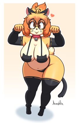 animal_crossing big_breasts breasts cleavage derpybelle female furry huge_breasts isabelle_(animal_crossing) jhenightfox thick_thighs wide_hips