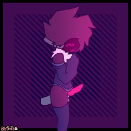 1:1 ahe_gao anal animated arms_on_breasts breasts clothing femboy footwear fur genitals hi_res looking_pleasured machine male male_only male_penetrated penis protogen purple_body sh4rik short_playtime socks solo standing topwear