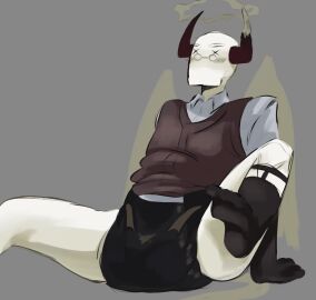 cardigan diaper embarrassed feet garter_straps ghost ghostwalker_(phighting) glasses half_naked horns male phighting roblox sfoth_deity_(phighting) shirt_lift shy socks solo_male wings