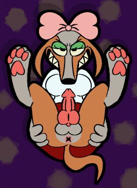 alfred's_playhouse alfred_alfer anthro anus ass balls bottomwear bow_accessory bow_tie breasts canid canine canis clothed clothing crossdressing domestic_dog eyeshadow futanari genitals greyhound hand_on_ass hand_on_butt herm hunting_dog intersex italian_greyhound knot legs_up makeup mammal pawpads paws pit_bull sighthound skirt solo solo_focus spread_anus spreading wickedwhiskerz