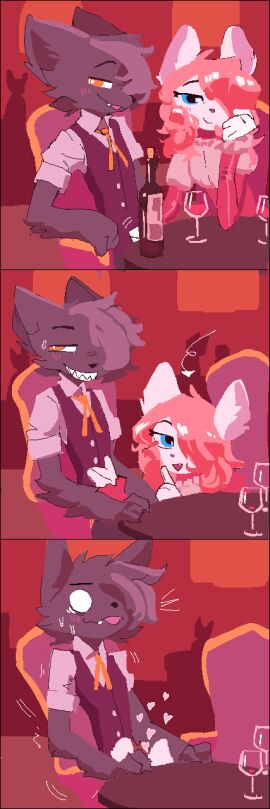 absurd_res anthro blep blue_eyes clothed_female clothed_sex clothing container cup domestic_cat dress dress_shirt drinking_glass duo felid feline felis fellatio female fur furniture glass glass_container glass_cup grey_body grey_fur grin hi_res implied_oral implied_sex male male/female mammal oral penile penis public public_fellatio public_sex restaurant sex shirt shush smile stealth_fellatio stealth_sex table tongue tongue_out topwear vest virteil white_body white_eyes white_fur wine_bottle wine_glass