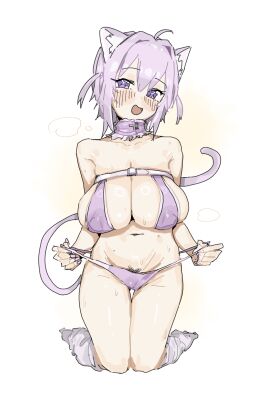 1girls ahoge bangs bangs_between_eyes bikini bikini_pull blush blush_lines breast_squeeze breast_squish breast_strap breasts cat_ears cat_girl cat_tail collar eyebrows_visible_through_hair fang female female_only female_pubic_hair fingernails frilled_collar hair_between_eyes hair_intakes hairy_pussy hololive hololive_gamers hololive_japan large_breasts leebongchun long_fingernails long_nails looking_at_viewer mole mole_on_stomach nail_polish nails nails_painted nekomata_okayu on_knees open_mouth painted_nails pigtails pubes pubic_hair pulling_clothing purple_bikini purple_collar purple_eyes purple_hair purple_nail_polish purple_nails pussy sagging_breasts short_hair sidelocks socks solo steam steaming_body steamy sweat sweatdrop two_side_up virtual_youtuber