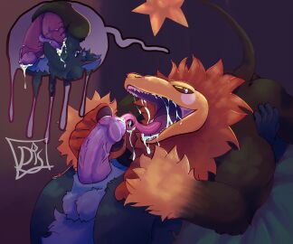 anthro balls bodily_fluids canid canine canis cum digital_media_(artwork) discordsflare duo erection fur genital_fluids genitals hi_res male male/male mammal penis sex simple_background smile tail tongue wolf