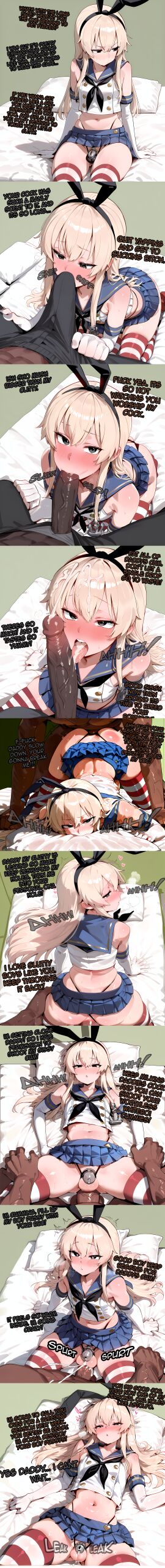 1boy 2boys admiral_(kantai_collection) ai_assisted ai_generated alternate_eye_color anal anal_sex anchor anchor_hair_ornament bangs bare_shoulders bed bed_sheet black_hairband black_neckwear black_panties blonde_hair blue_sailor_collar blue_skirt cosplay crop_top crossdressing cum cum_in_mouth cum_on_hair dialog dialogue doomer_boy double-breasted elbow_gloves erection eyebrows_visible_through_hair facial fellatio from_above genderswap_(ftm) gloves grey_eyes hair_ornament hair_ribbon hairband half-closed_eyes highleg highleg_panties long_hair looking_at_viewer lying male_focus microskirt miniskirt multiple_boys neckerchief nude on_back on_bed open_mouth otoko_no_ko penis pillow pleated_skirt ribbon rudder_footwear rule_63 sailor_collar sbwaifus school_uniform serafuku shimakaze_(kantai_collection) sidelocks skindentation skirt sleeveless solo_focus spread_legs striped striped_legwear sweat testicles thighhighs thong tongue uncensored underwear veins white_gloves yaoi