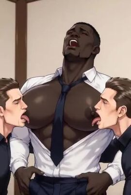 3boys ai ai_generated animated animation breasts busty busty_male dark-skinned_male gay licking_breasts licking_nipples male male_only moob517 tagme video