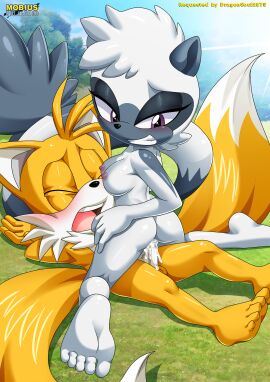 1boy 1girls anthro ass balls barefoot bbmbbf blush breasts closed_eyes cum cum_in_pussy cum_inside female male male/female mobius_unleashed nipples nude open_mouth palcomix penis pussy sega sex sonic_(series) sonic_the_hedgehog_(series) tails tails_the_fox tangle_the_lemur teeth tongue vaginal_penetration vaginal_sex