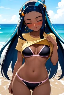 ai_generated beach dark-skinned_female nessa_(pokemon) pokemon tagme video
