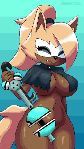 2024 accessory anthro big_breasts blonde_hair breasts brown_body brown_fur canid canine canis cape cape_only chunkiroll closed_eyes clothing digital_media_(artwork) eyelashes facial_markings fangs female fur hair hair_accessory hair_tie head_markings hi_res idw_publishing mammal markings mask_(marking) mostly_nude pixel_(artwork) ponytail sega solo sonic_(series) sonic_the_hedgehog_(comics) sonic_the_hedgehog_(idw) sonic_the_hedgehog_(series) teeth torn_cape torn_clothing whisper_the_wolf wolf yellow_body yellow_fur