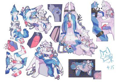 amputee anal anal_sex anthro athletic blue_body blue_fur blue_penis bodily_fluids bondage bondage_gear bondage_gloves bound canid canine canis chastity_cage chastity_device chicken-wing_tied closed_eyes clothing cuff_(restraint) disability dragonsmint drooling duo embarrassed erection eye_scar facial_scar feet flaccid foot_on_back foreskin frogtied front_view fur genital_tattoo genitals grimace hair hand_on_chest hands_behind_back handwear hi_res high-angle_view humanoid_genitalia humanoid_penis hypnosis hypnotic_visor internal internal_penis kerner04380771 kneeling lactating legs_tied lock_symbol low-angle_view lying lying_on_partner male male/male male_lactation mammal mind_control mouth_closed multicolored_body multiple_positions multiple_scenes muscular muscular_male muzzle_(object) nude on_back oral oral_penetration partially_retracted_foreskin pecs penetration penis penis_tattoo prostate rear_view restrained restrained_by_tentacles restraints retracted_foreskin saliva scar shackles side_view signature simple_background sitting smile smirk sounding_rod spread_legs spreading suspension tail tail_bondage tail_tied tattoo tentacle tentacle_around_wrist tentacle_in_mouth tentacle_in_nose tentacle_penetration tentacle_suspension three-quarter_view two-tone_body uncircumcised upside-down urethral urethral_penetration urethral_sound white_background white_body white_fur white_hair wolf