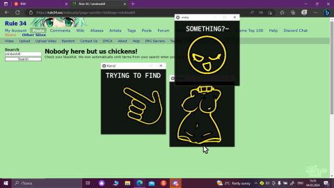 1girls 2024 2d 2d_artwork 5_fingers black_text boobs breasts chubby collar cursor dated devious digital_art digital_media discord_(app) discord_logo disembodied_hand emoji emoji_(race) english english_text eyes female fingers jelipherr_(artist) logo microsoft microsoft_edge mouse_cursor nipples notification pussy question question_mark rule_34_(booru) russian_text screenshot separated_arms separated_legs smile smiley_(windowkill) smiling smiling_at_viewer spiked_collar text tits url vagina white_text windowkill windows_10 yellow_body