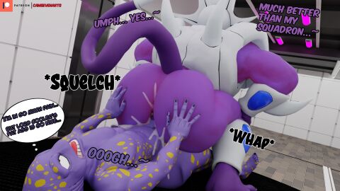 2boys alien anal_sex appule ass backsack balls ballsack big_ass big_butt camseven cooler_(dragon_ball) dialogue dragon_ball dragon_ball_z english_text erection from_behind gay humanoid looking_pleasured male male/male male_only male_penetrating male_penetrating_male muscular muscular_male nude penetration penis purple_body purple_skin riding_penis rough_sex smaller_male tail text yaoi