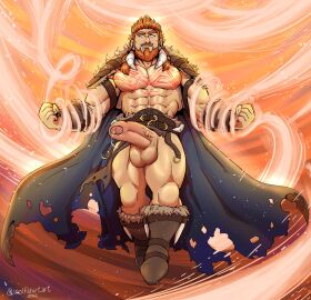 balls bara beard big_balls big_penis boner erection male male_nipples male_only muscular muscular_male nipples penis precum precum_drip solo solo_male wolfshirtart yaoi