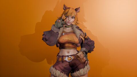 3d big_breasts breasts curvy curvy_body curvy_female curvy_figure curvy_hips female gloves jacket marvel marvel_comics marvel_rivals orange_hair peace_sign perete short_hair shorts squirrel_ears squirrel_girl squirrel_girl_(marvel) squirrel_girl_(marvel_rivals) squirrel_tail