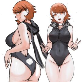big_ass big_breasts brown_eyes brown_hair bunny_tail bunnysuit choker front_view huge_breasts looking_at_viewer looking_back multiple_views nero_watch open_mouth persona_3 short_hair side_view sideboob thick thick_ass thick_thighs thighs yukari_takeba