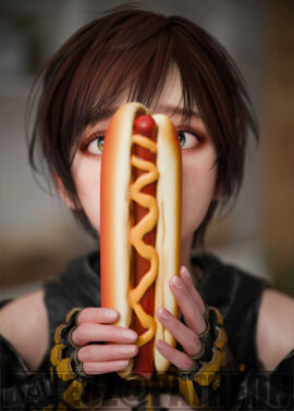 1girls 3d 3d_(artwork) alternate_version_available artist_name batesz blurry_background censored clothed_female clothing convenient_censoring female female_focus female_only fit fit_female food hot_dog light-skinned_female light_skin lily_artemis_ii pale-skinned_female pale_skin partially_clothed patreon_username sexually_suggestive short_hair solo solo_female solo_focus stellar_blade toned toned_body toned_female video_game video_game_character video_game_franchise watermark