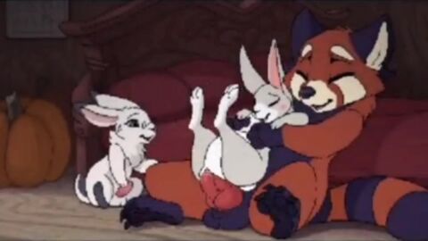 1girl2boys 1girls 2boys carrot_(artist) cuckold feral feral_on_feral feral_penetrated feral_penetrating no_sound rabbit rabbits red_panda tagme video