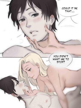 1boy 1girls arched_back areolae bed bed_sheet bedding bedroom_eyes bent_over big_breasts black_eyes black_hair blonde_hair blue_eyes blush boruto:_naruto_next_generations breasts canon_couple caressing_face close-up comic completely_naked completely_nude couple cowgirl_position dialogue dominant_female ear_piercing earrings english_text erect_nipples erection eye_contact female female_pov femdom hair_over_one_eye hi_res high_resolution highres husband_and_wife ino_yamanaka jewelry large_areolae large_breasts looking_at_another male male/female married_couple monday_mint nail_polish naked narrowed_eyes naruto naruto:_the_last naruto_(series) naruto_shippuden nipples nude nude_female nude_male on_back on_bed painted_nails penis pillow pink_nail_polish pink_nails pink_nipples pov pov_eye_contact romantic romantic_couple sai sex shounen_jump sitting sitting_on_lap sitting_on_person speech_bubble story straddling straight submissive_male sweat sweatdrop taker_pov text very_high_resolution white_background yamanaka_ino
