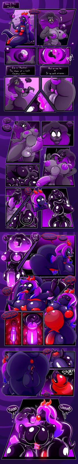 2futas anthro anus big_lips big_lips_no_eyes black_sclera black_sheep bloated_belly blue_eyes breasts cervical_penetration cervix comic corruption cursed_fleshlight cursed_fleshlight_(gorila_invisible) dialogue draconequus ejaculation english english_dialogue english_text erection female full-package_futa futa_on_futa futa_only futanari goo goo_creature goo_transformation gorila_invisible_(artist) heart-shaped_pupils heart_eyes intersex lactating lactation lips lipstick nipples no_eyes ombra_draconis_(character) original_characters penis purple_lipstick pussy sheep sheep_girl tail text transformation vagina yellow_eyes