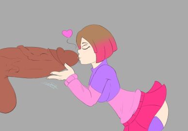 ass bete_noire betty_noire big_dick big_penis breasts brown_hair closed_eyes female glitchtale grey_background huge_cock male medium_breasts not_paint penis pink_hair pink_sweater purple_sweater purple_thighhighs red_skirt short_hair skirt sweater thighhighs undertale undertale_au wearing_clothes