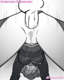 1boy 1girls 2025 anal anal_sex blush bomber_jacket chickpea digital_drawing_(artwork) female looking_down male motion_lines original original_character pussy simple_background uncensored