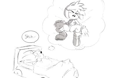 1boy 1girls amy_rose bed breasts dream female male sketch sonic_(series) sonic_the_hedgehog tagme