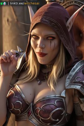 1boy absurd_res ai_generated animated animated_image armor armored_female arousal blizzard_entertainment blonde_hair blowjob blowjob_gesture blush breasts choker cleavage close_up collar dark_background dark_penis dark_skinned_male deepthroat earrings elf elf_ears elf_female elf_girl erection explicit_expression exposed_breasts facing_viewer female fluids from_side glowing_eyes hand_on_penis hi_res high_quality holding_penis hood hooded_cloak indoors jewelry large_breasts lipstick long_hair looking_at_viewer makeup male necklace open_mouth oral oral_penetration oral_sex penis penis_on_face pleasure_face pointy_ears pov purple_armor red_eyes saliva saliva_on_penis sex shoulder_pads skull_accessory solo_focus straight sweat sylvanas_windrunner tagme tears teeth testicles tongue tongue_out uncensored veins veiny_penis video wet wet_body white_skin witches_ai wooden_wall world_of_warcraft wow