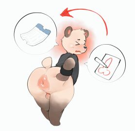 animal_crossing anthro anus ass balls bear big_butt blush bracelet chastity_cage chastity_device clothing genitals hi_res huge_butt jewelry kinkykong konbon_(kinkykong) male mammal nintendo overweight presenting presenting_anus presenting_hindquarters prostitution puffy_anus submissive thick_thighs