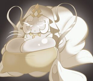 alternate_version_at_source alternate_version_available ass big_ass big_breasts blank_background breasts choobsters cookie_run cookie_run_kingdom eyes_closed female gem gem_on_forehead head_accessory headwear huge_ass huge_breasts large_ass large_breasts light-skinned_female light_skin motion_lines mystic_flour_cookie necklace on_knees open_mouth pale-skinned_female pale_skin plain_background solo solo_female solo_focus tagme white_body white_hair white_skin