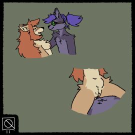 1:1 anthro blush breasts ceroba_ketsukane chujin_(undertale_yellow) chujin_ketsukane duo eyewear female goggles hair male male/female nipples orange_hair penetration purple_hair pussy quarkopossum sex undertale_yellow vaginal_penetration