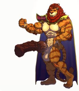 abs absurd_res animal_genitalia animal_penis anthro balls beard big_balls big_penis brown_penis cape clothing dust_yang equine_genitalia equine_penis erection facial_hair felid genitals green_eyes hi_res huge_cock hybrid_genitalia hybrid_penis knot knotted_equine_penis knotted_penis lion male male_anthro male_only mammal mane markings medial_ring mouth_closed muscular muscular_anthro muscular_male pantherine pecs penis red_beard red_facial_hair red_mane sheath simple_background solo standing striped_arms striped_legs striped_markings striped_tail stripes tail tail_markings tan_balls tan_body tan_sheath vein veiny_penis white_background yellow_sclera