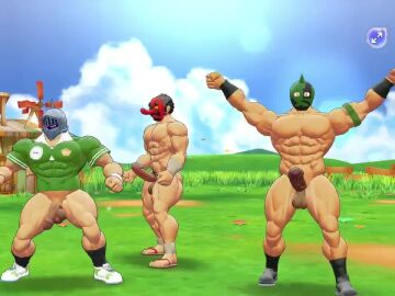 ! 3boys 41raco animated ass ataru_kinniku balls bara erection footwear gay jiggle jiggle_physics kinnikuman male male_only muscular muscular_ass naked penis robin_mask socks sound tagme tengu_mask video yaoi