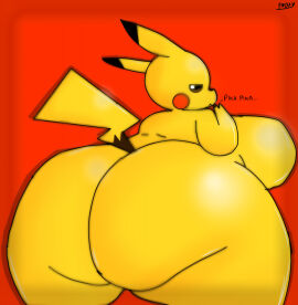 ass big_ass big_butt bubble_butt butt female female_only fnoxy furry furry_female nintendo pikachu plump_ass pokemon pokemon_(species) red_background rodent rodent_ears simple_background tail thick_butt thick_thighs thighs wide_ass wide_hips wide_thighs yellow_fur