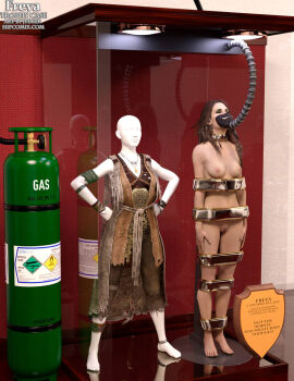 1girls 3d bound bound_arms bound_legs completely_nude female female_only freya_(god_of_war) full_body god_of_war mannequin nipples nude nude_female solo thejpeger trophy_case unconscious unconscious_female