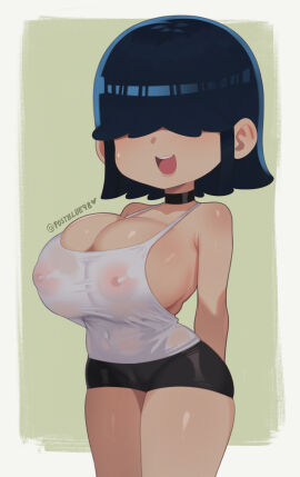 1girls 2024 2024s aged_up areola areolae artist_name artist_signature ass big_areola big_ass big_breasts big_nipples big_thighs black_choker black_hair black_shorts blush breasts choker female female_focus female_only goth goth_girl hair hair_between_eyes hair_over_eyes hi_res hidden_eyes huge_areola huge_breasts human human_female lucy_loud nickelodeon nipples postblue98 shirt short_hair shorts signature solo solo_female solo_focus the_loud_house thick_hips thick_thighs thighs wet_shirt wide_hips